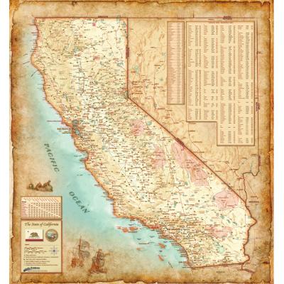 California Antique State Wall Map By Compart The Map Shop