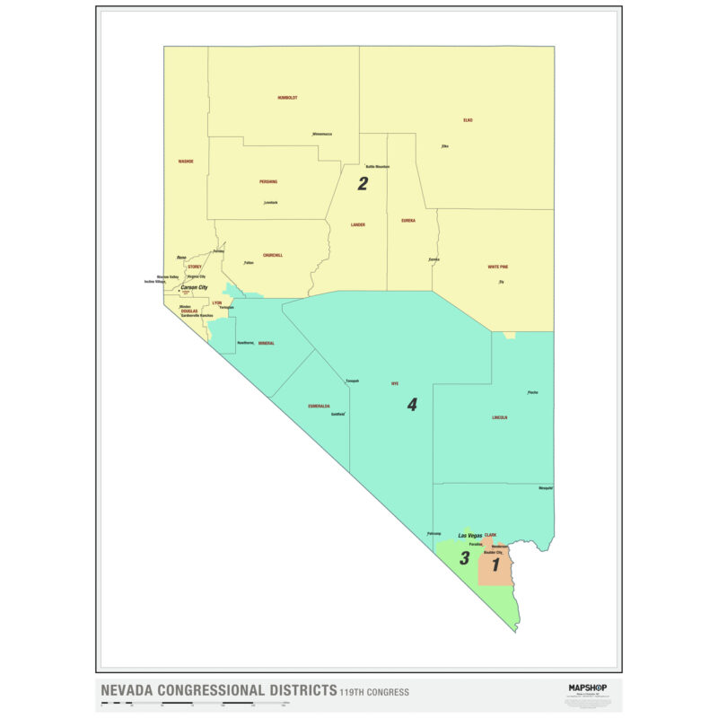 Nevada Congressional Districts Wall Map By MapShop The Map Shop