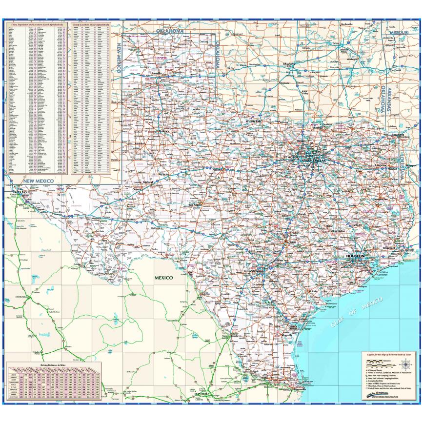 Texas Reference State Wall Map by Compart - The Map Shop