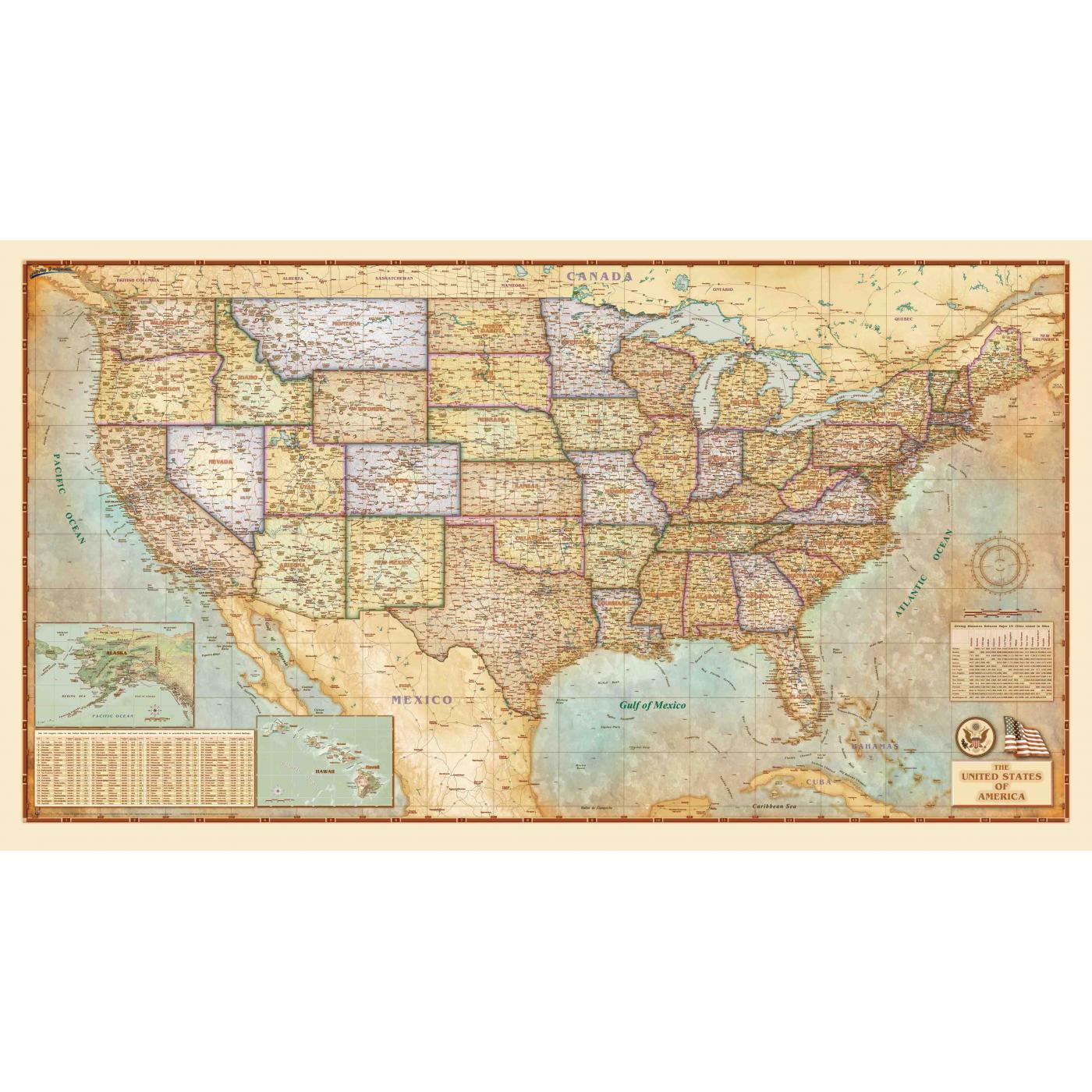 United States Antique Wall Map by Compart - The Map Shop