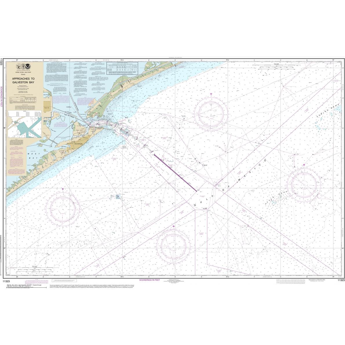 NOAA Chart - Approaches to Galveston Bay - 11323 - The Map Shop