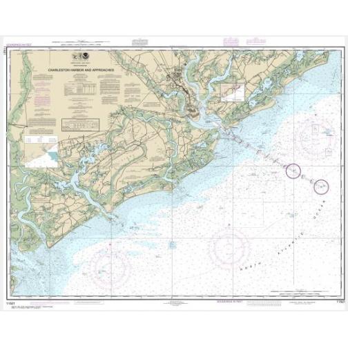 NOAA Chart - Charleston Harbor and Approaches - 11521 - The Map Shop