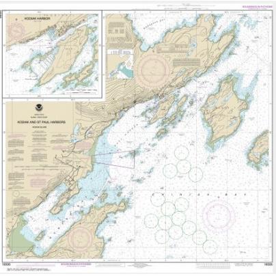 NOAA Chart - Kodiak and St. Paul harbors; Kodiak Harbor - 16595 - The ...