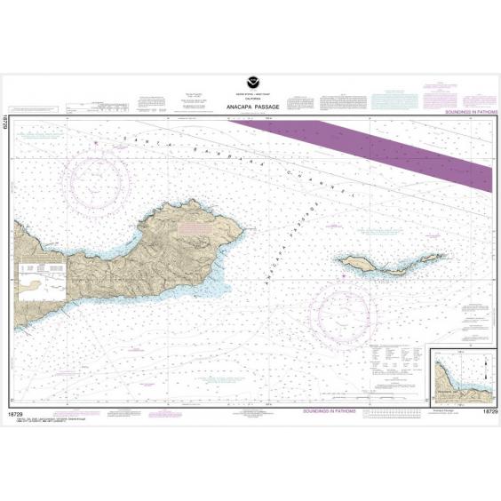 NOAA Chart Anacapa Passage; Prisoners Harbor 18729 The Map Shop