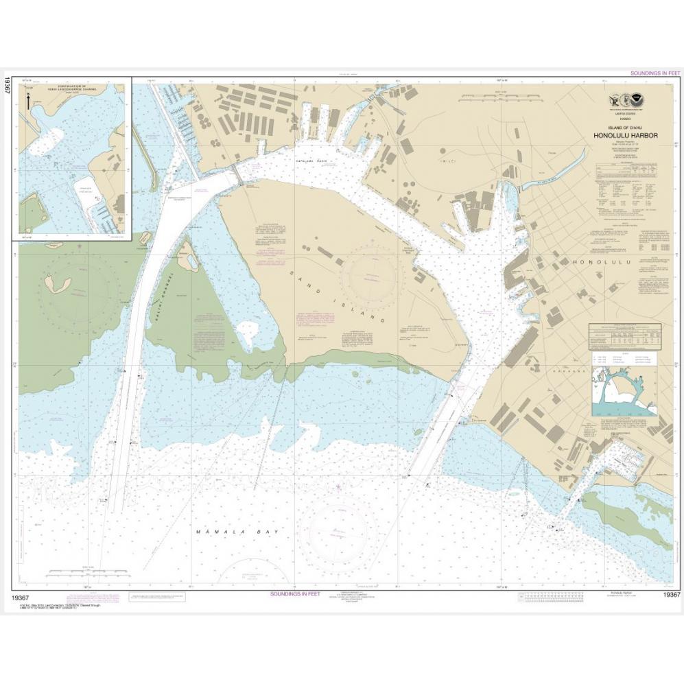 NOAA Chart - Island of Oahu Honolulu Harbor - 19367 - The Map Shop