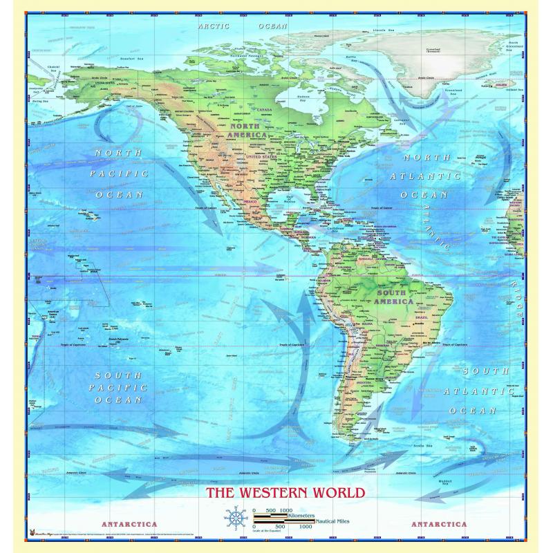 Western Hemisphere Physical Wall Map by Compart - The Map Shop