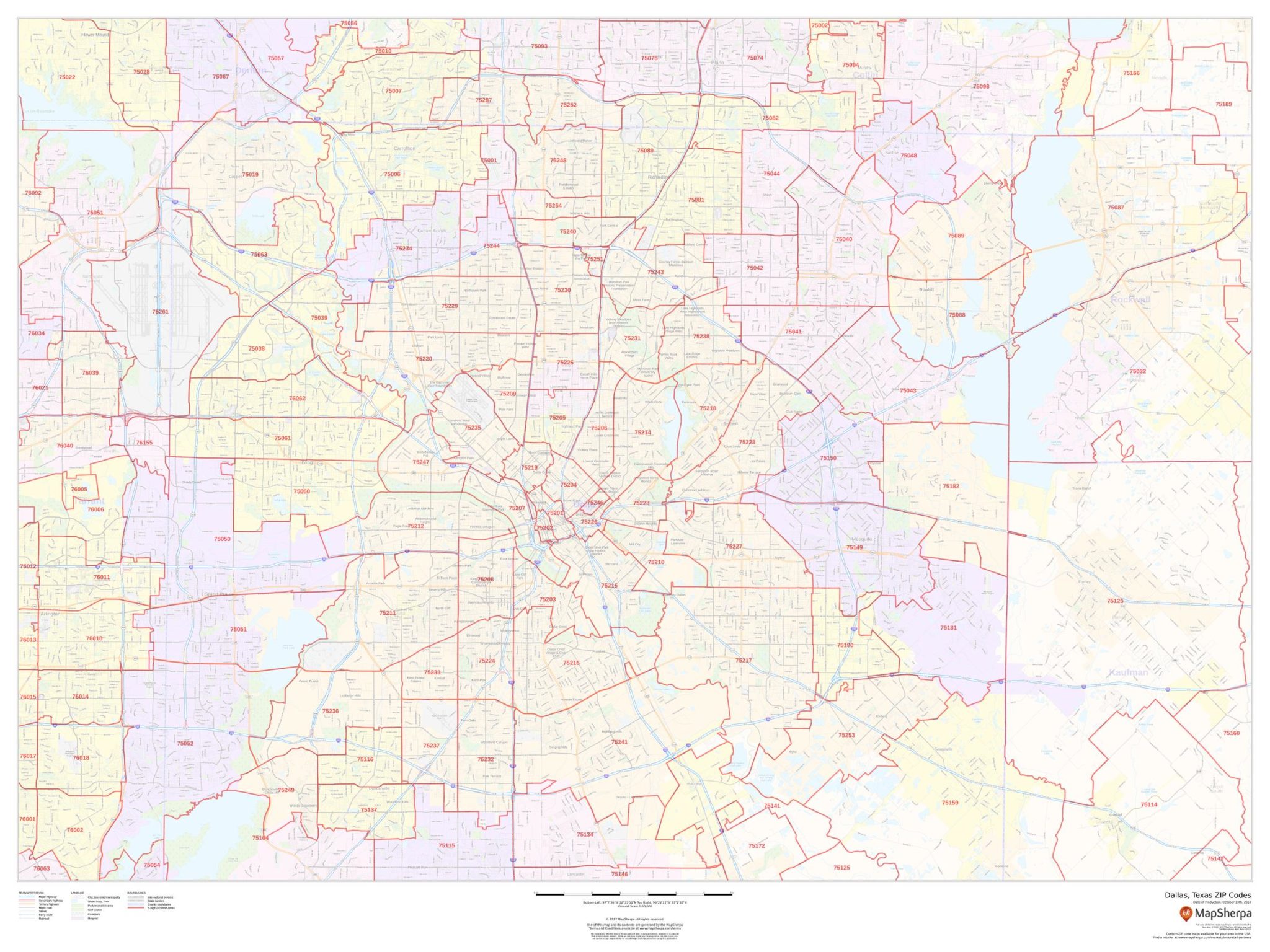 zip-dallas-large - The Map Shop