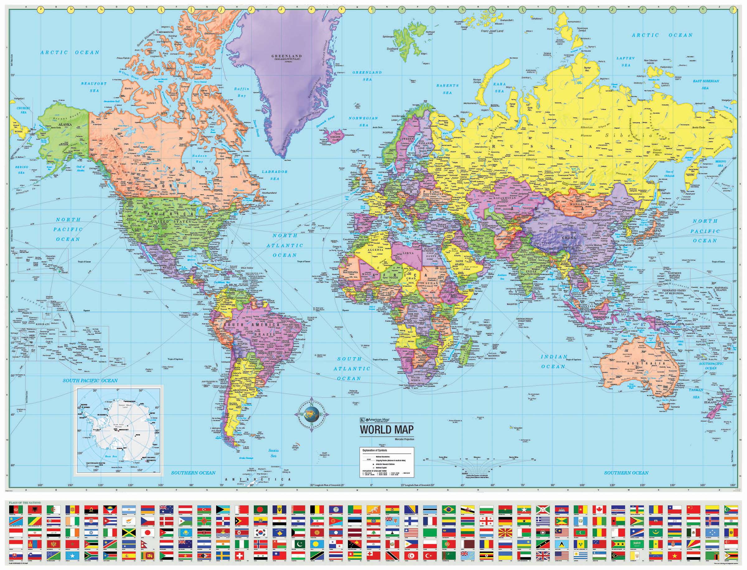 World Advanced Political Wall Map - The Map Shop