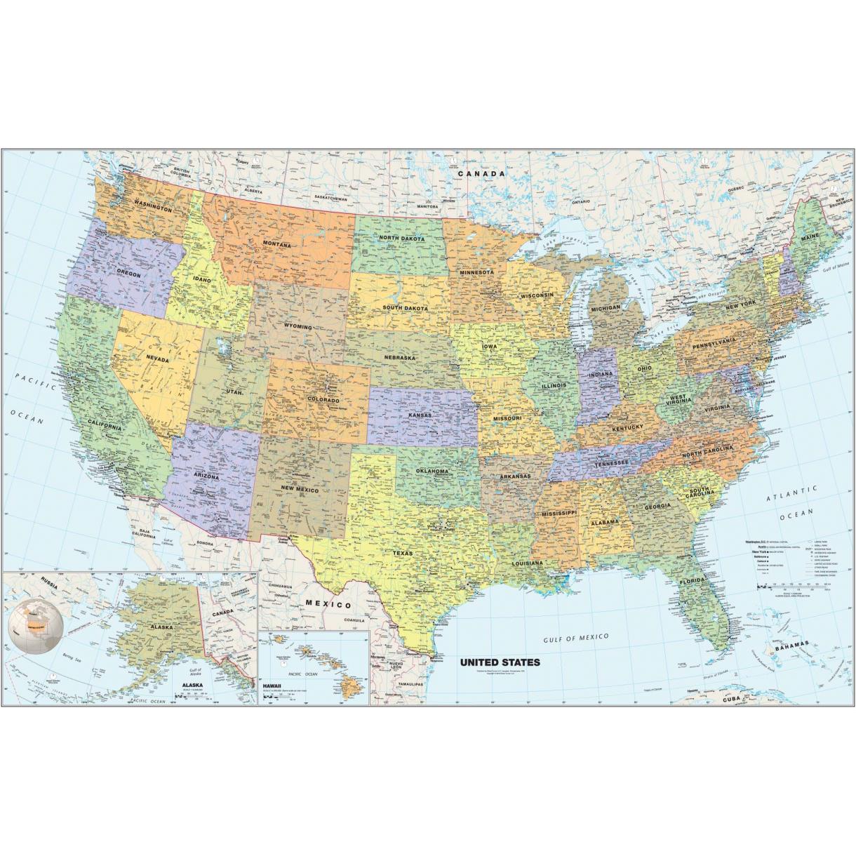 United States Classic Wall Map by Globe Turner - The Map Shop