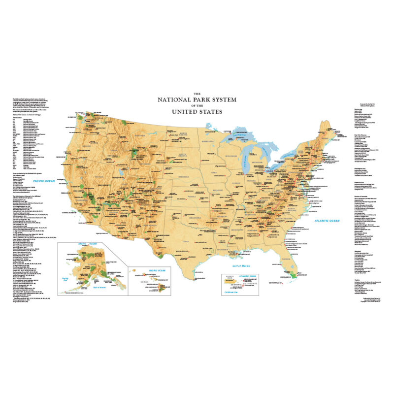 United States National Park Service Wall Map by Globe Turner - The Map Shop