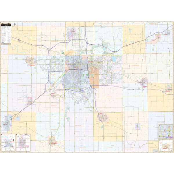 Lansing, MI Wall Map by Kappa - The Map Shop