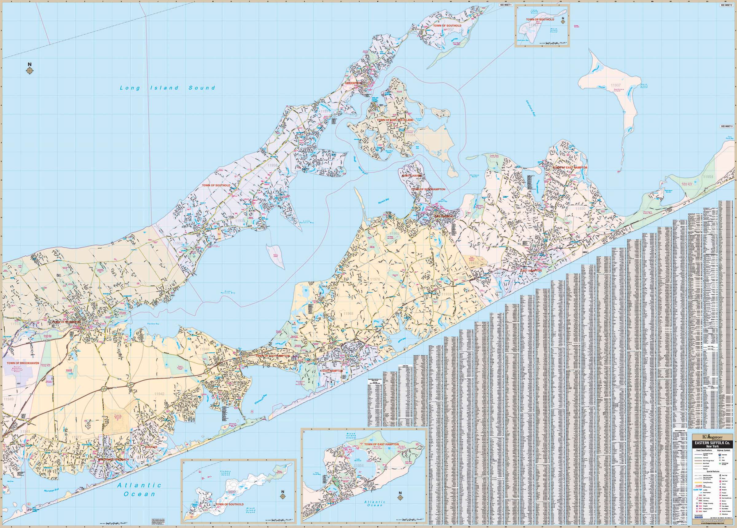 Eastern Suffolk County, NY Wall Map by Kappa - The Map Shop