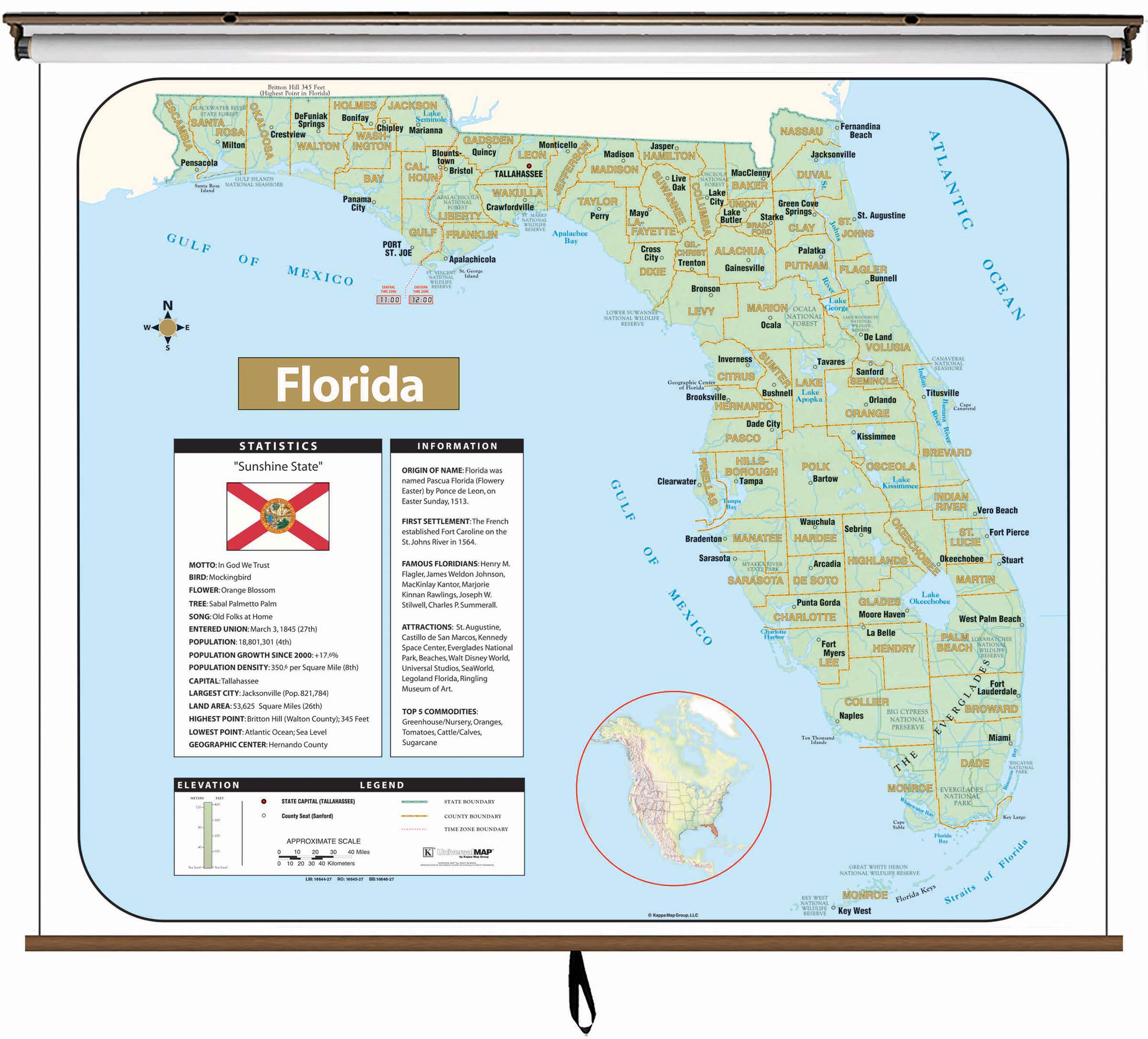 Map Of Florida Please Florida Large Scale Shaded Relief Wall Map On Roller With Backboard - The  Map Shop