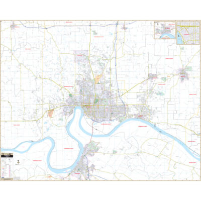 Evansville, IN Wall Map - The Map Shop