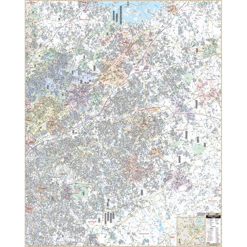 Gwinnett County, GA Wall Map by Kappa - The Map Shop