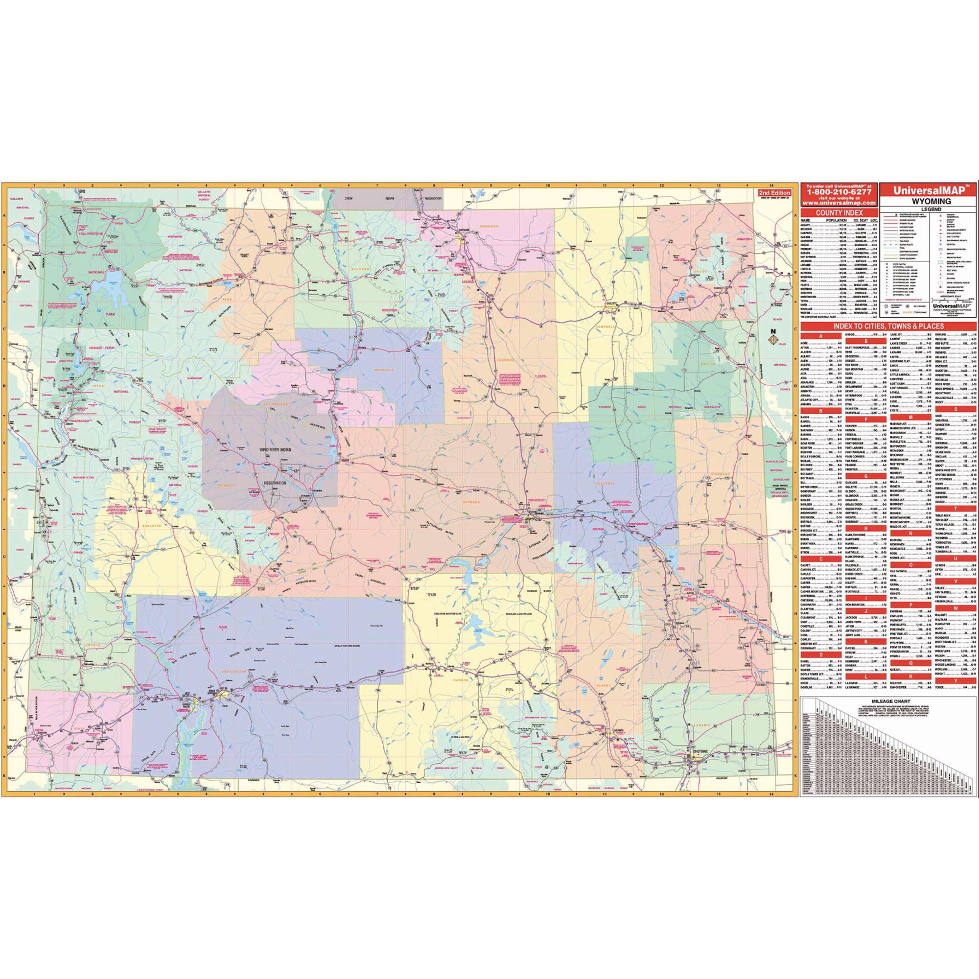 Wyoming State Wall Map by Kappa - The Map Shop