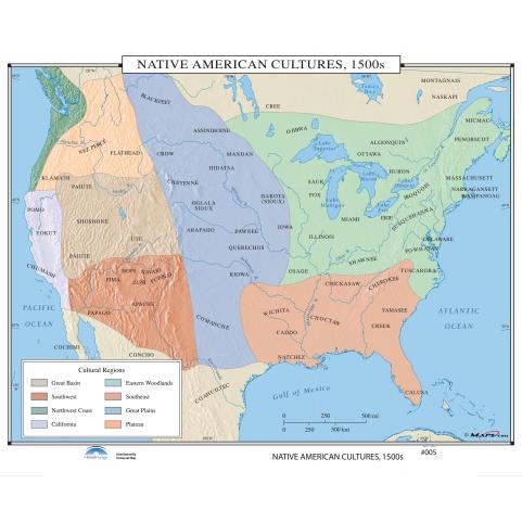 #005 Native American Cultures, 1500s - The Map Shop