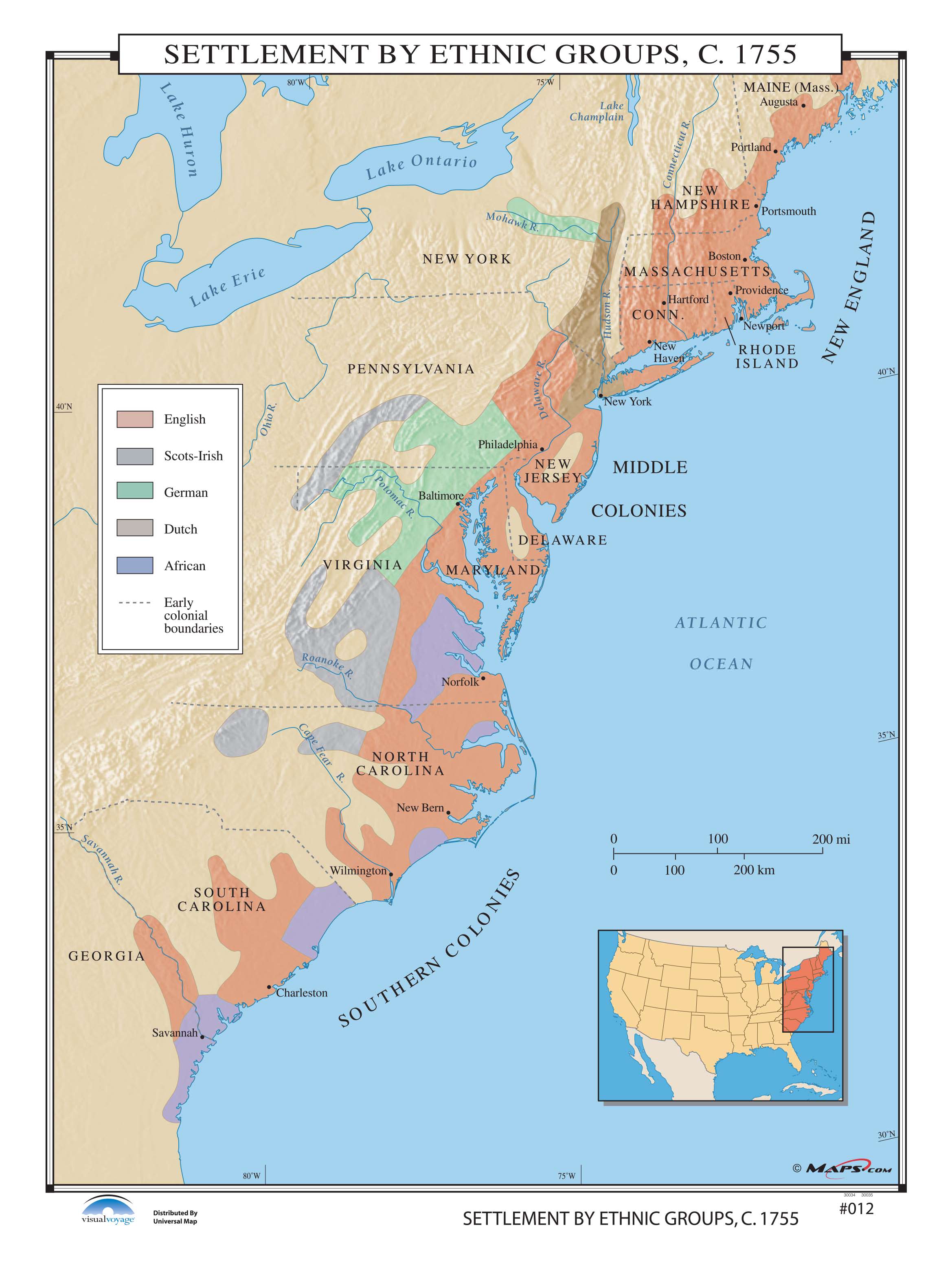 #012 Settlement by Ethnic Groups, 1755 - The Map Shop