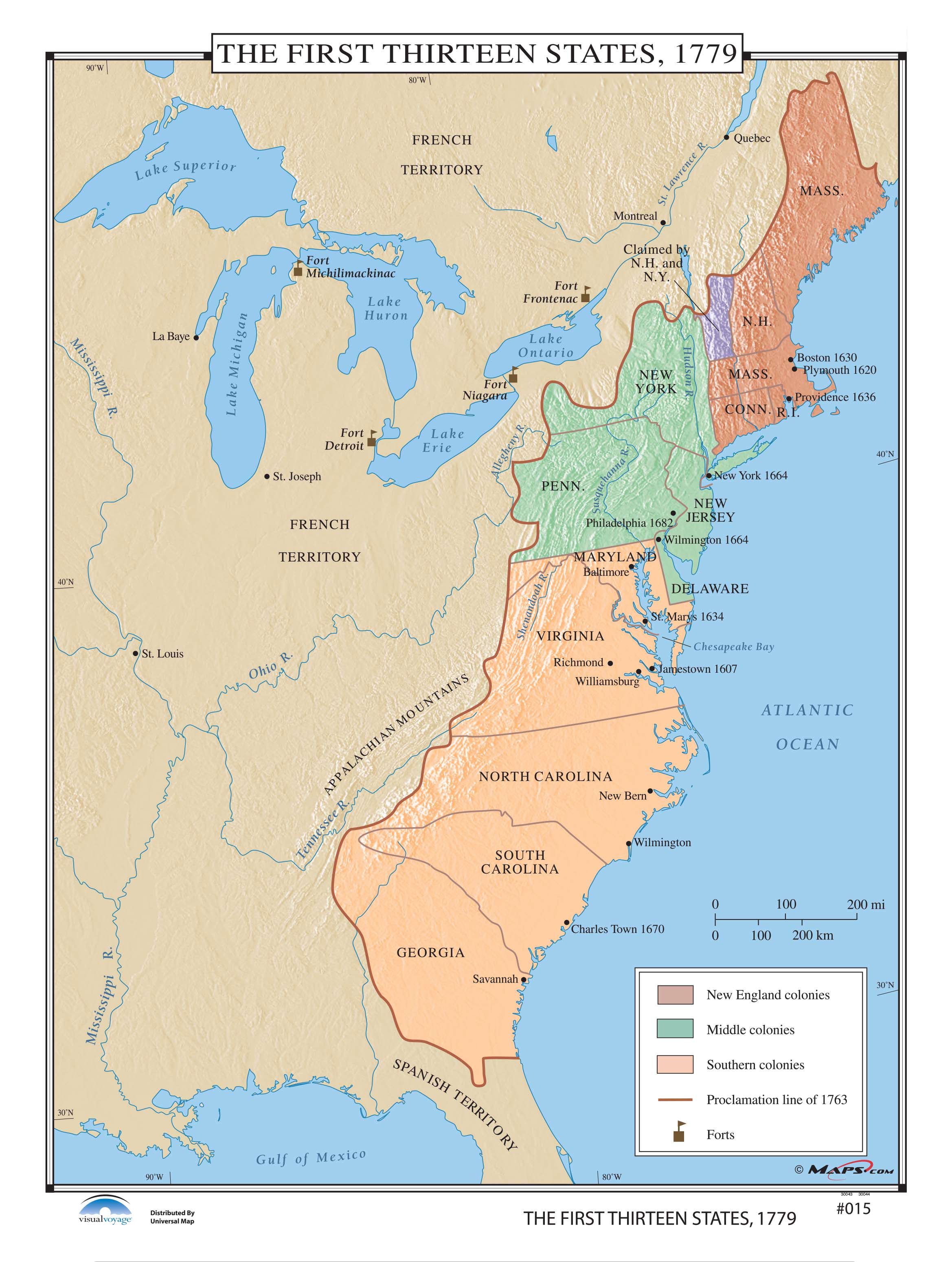 #015 The First Thirteen States, 1779 - The Map Shop