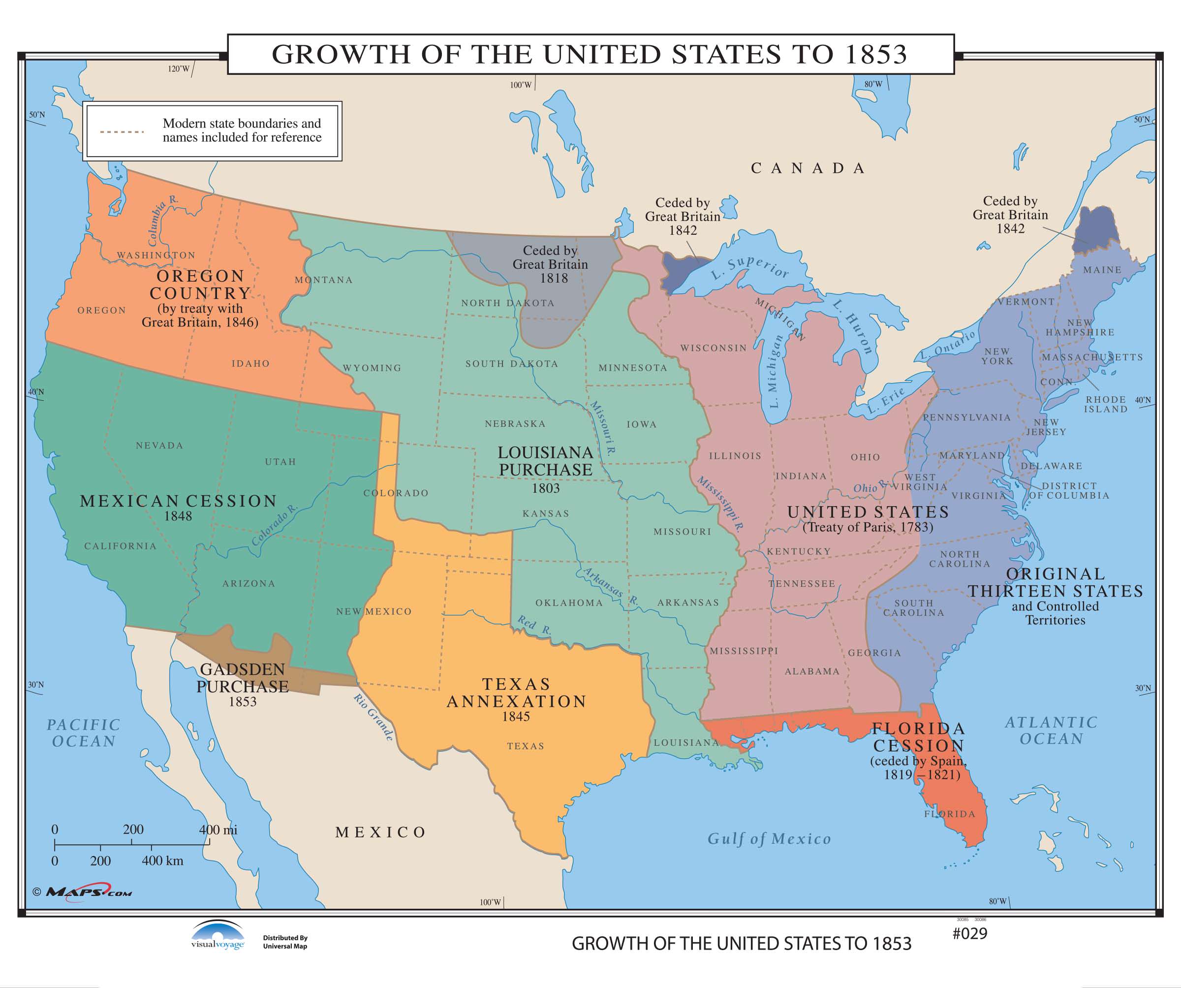 029 Growth of the United States to 1853 The Map Shop