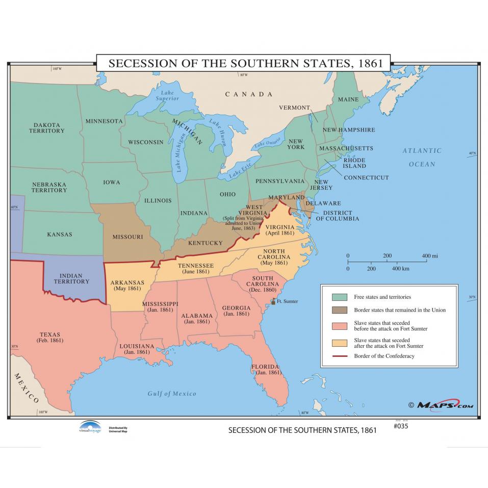 #035 Secession of the Southern States, 1861 - The Map Shop