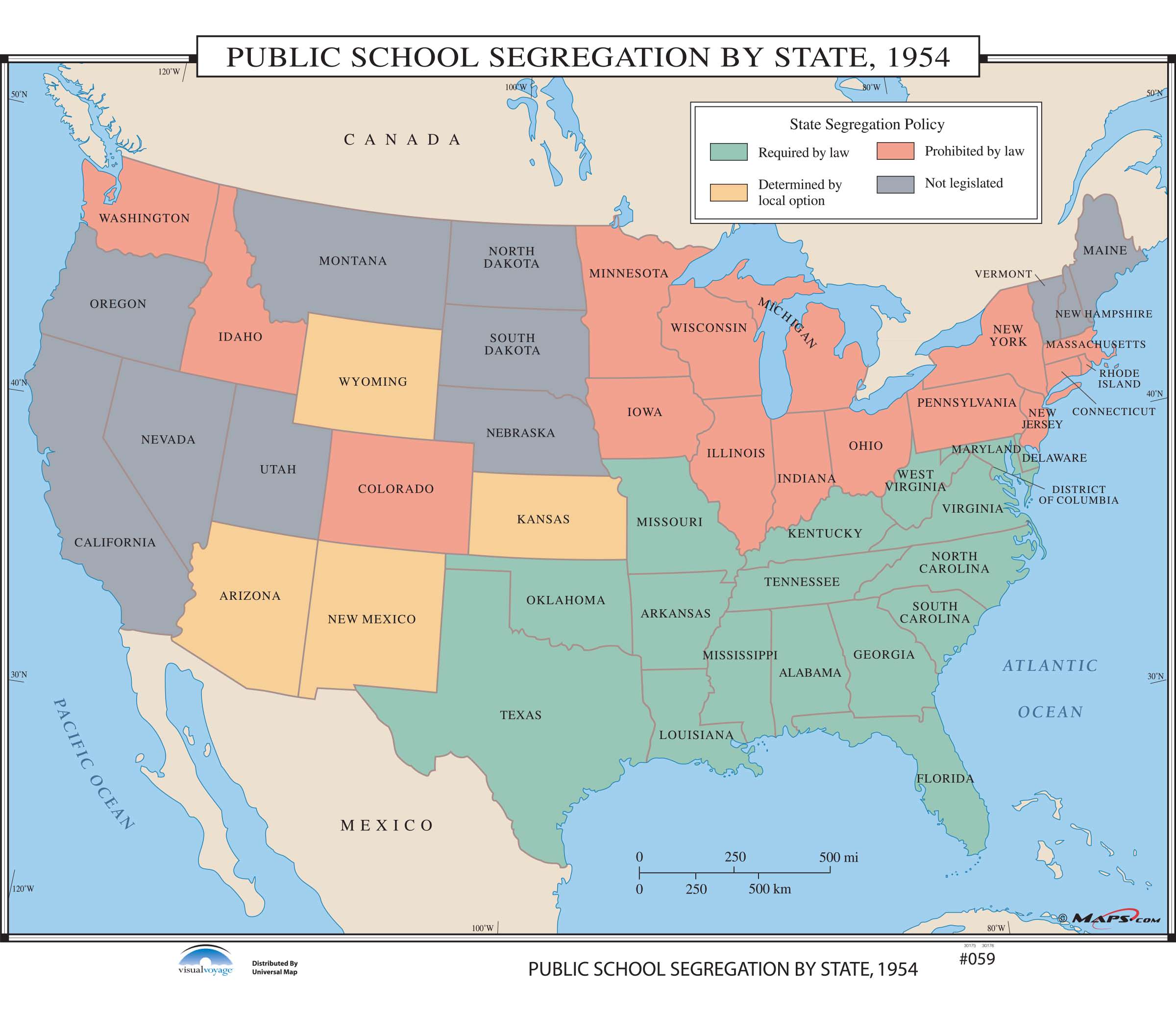 #059 Public School Segregation by State, 1954 - The Map Shop