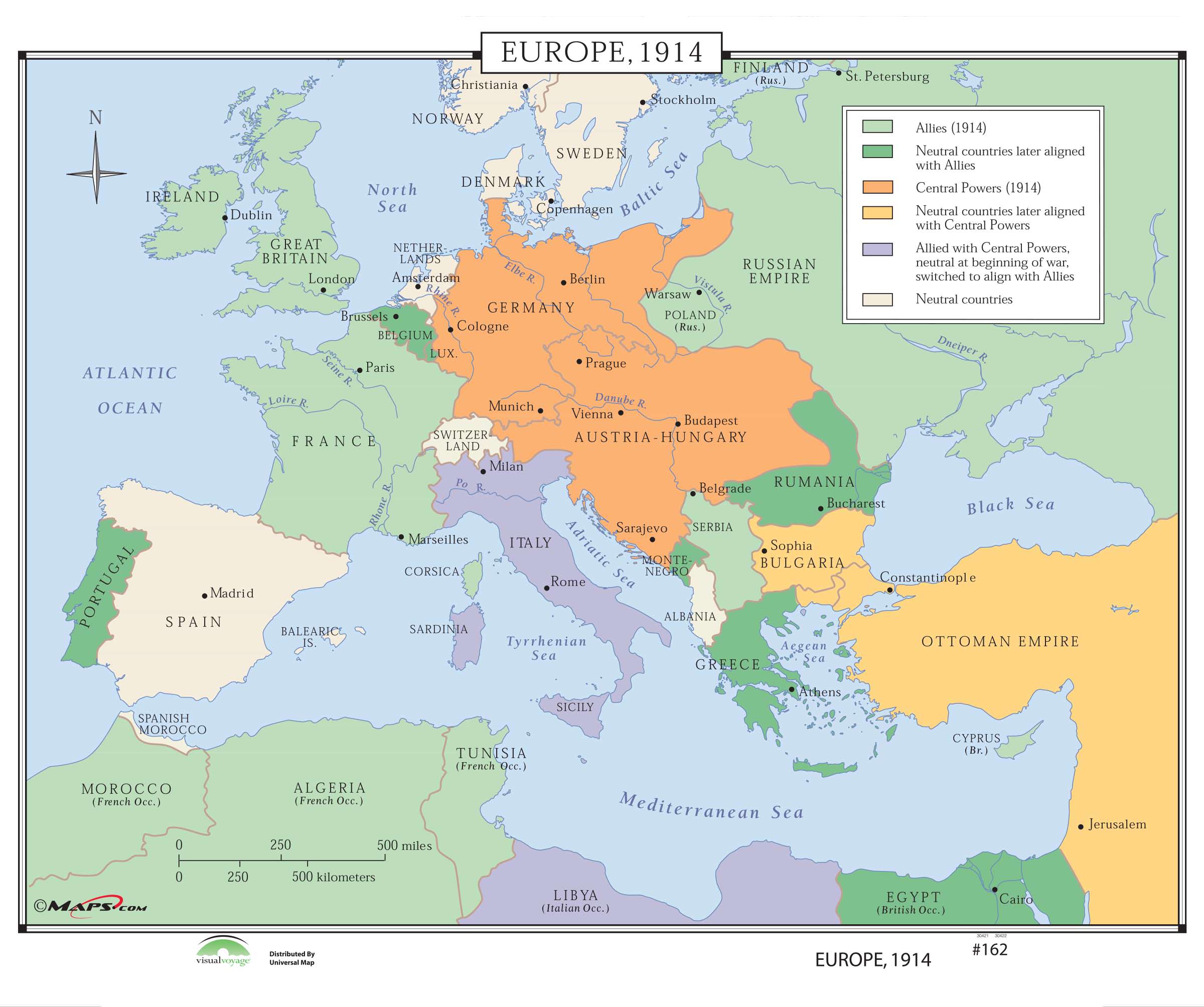 World War 1 Map Of Allies And Central Powers