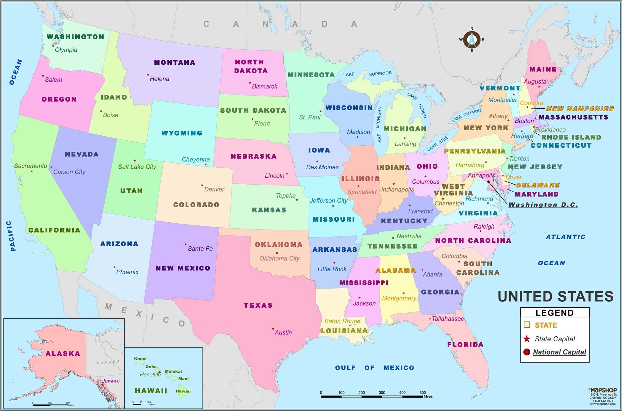 Elementary United States Wall Map - The Map Shop