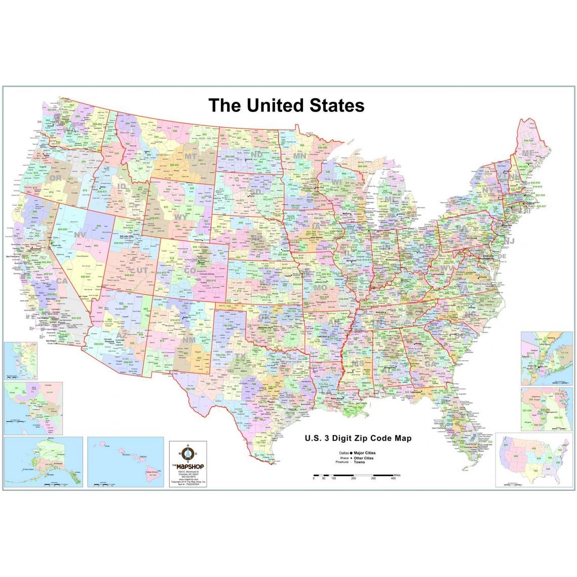 3 Digit Zip Code Map United States 5921