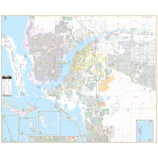 Fort Myers & Lee County, FL Wall Map by Kappa - The Map Shop