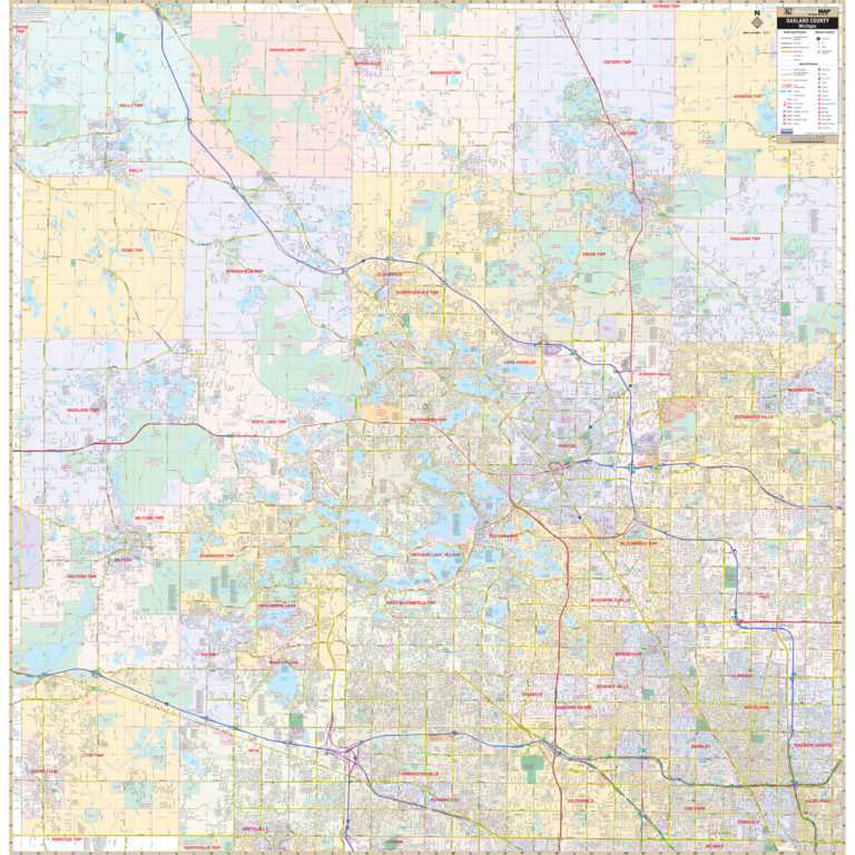 Oakland County, MI Wall Map by Kappa - The Map Shop