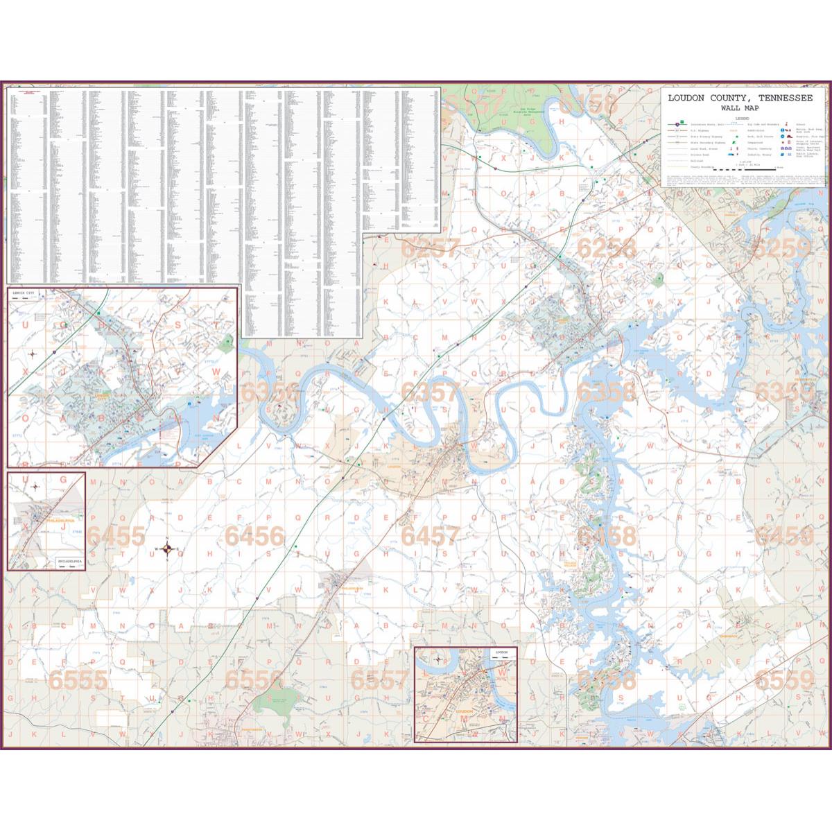 Loudon County, TN Wall Map by Kappa - The Map Shop