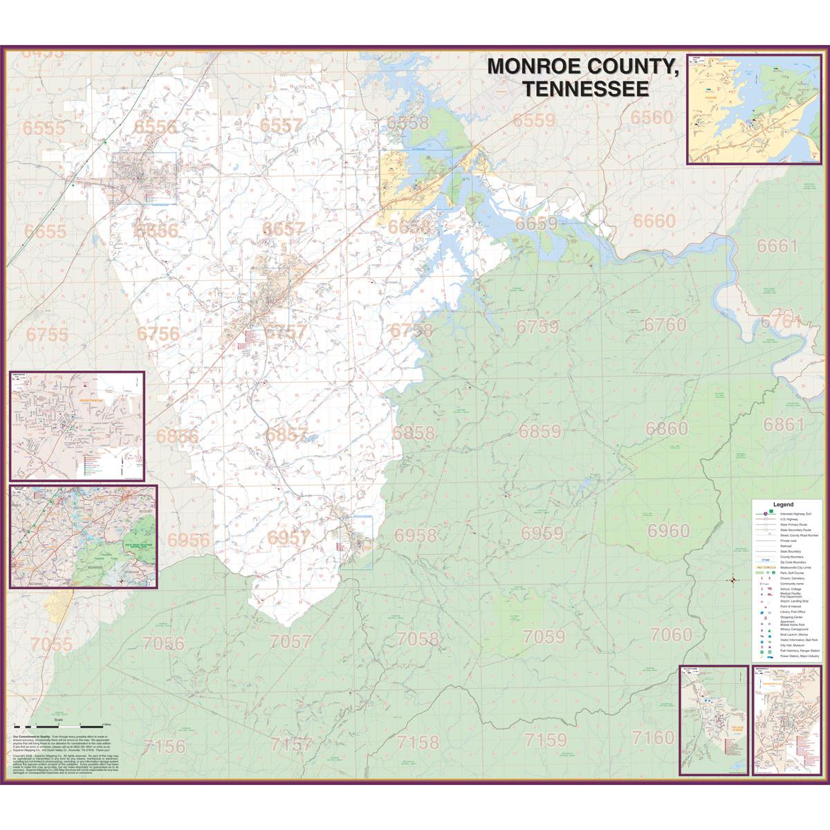 Monroe County, TN Wall Map - The Map Shop