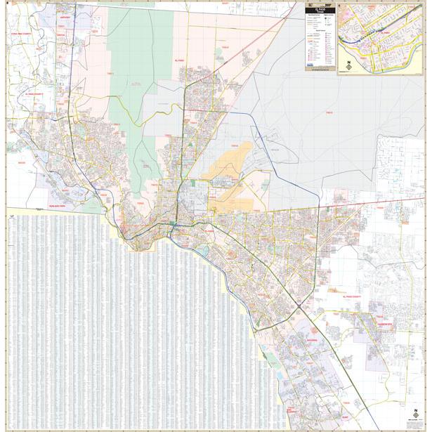 El Paso City Limits El Paso, Tx Wall Map - The Map Shop