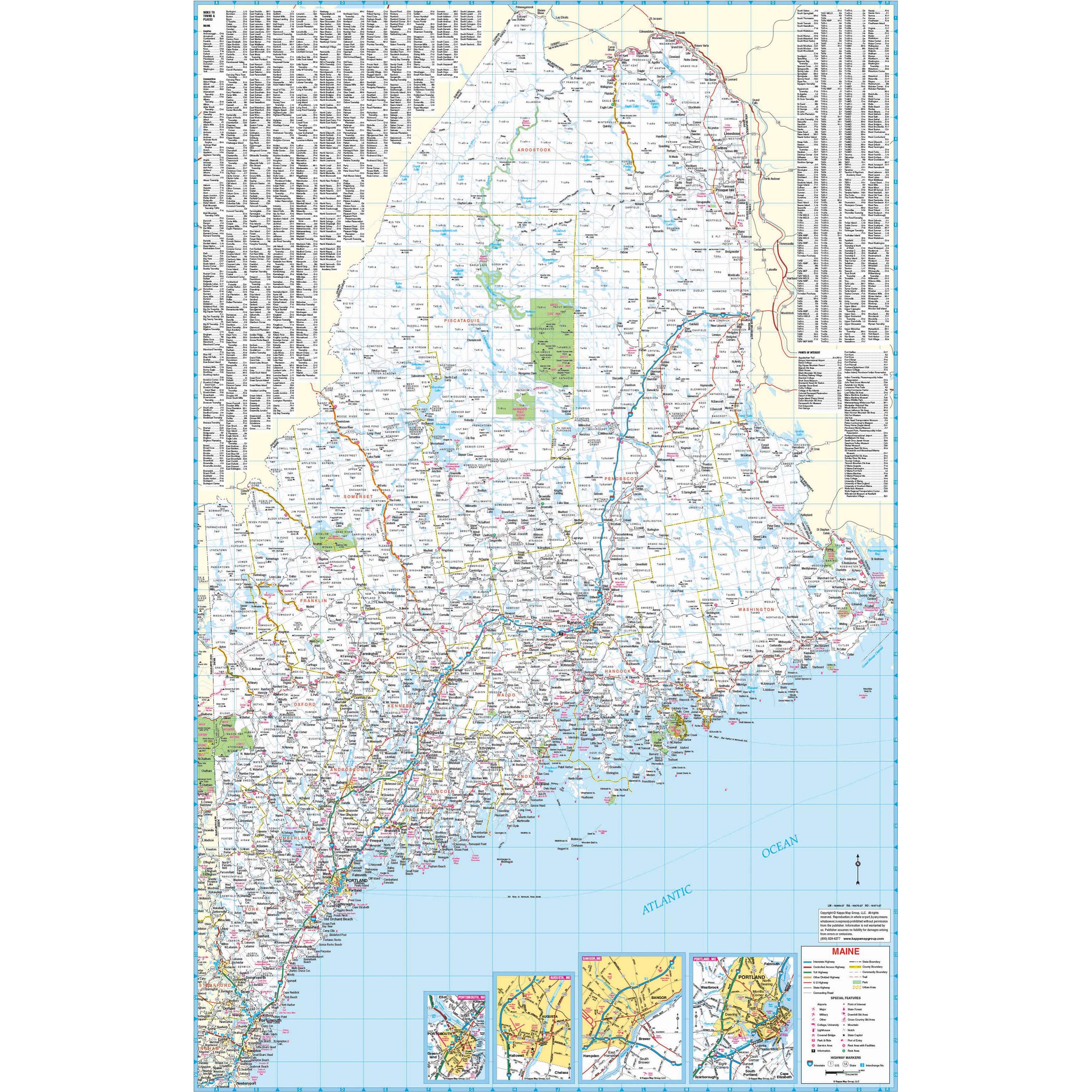 Maine State Wall Map by Kappa - The Map Shop