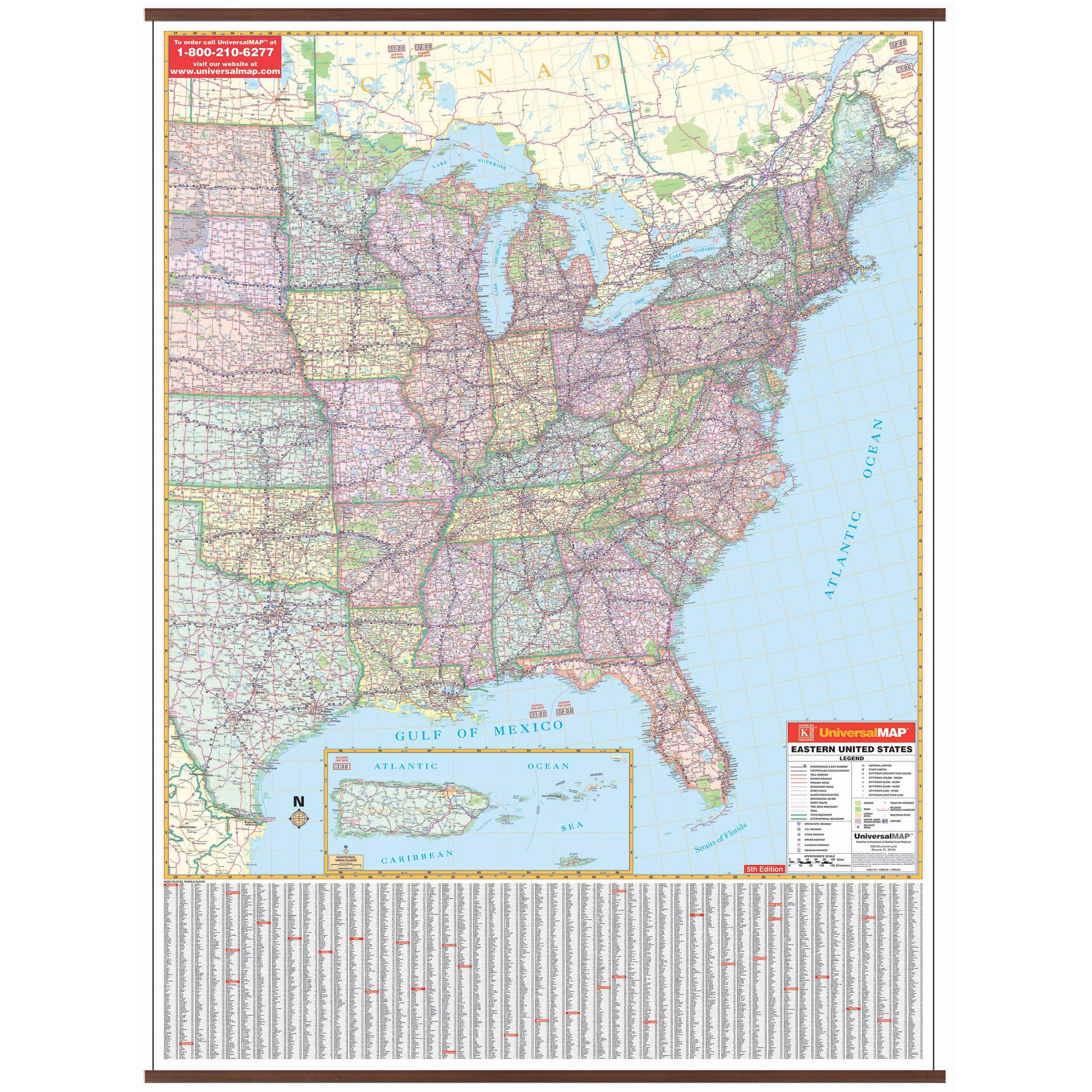 Eastern United States Regional Wall Map by Kappa - The Map Shop