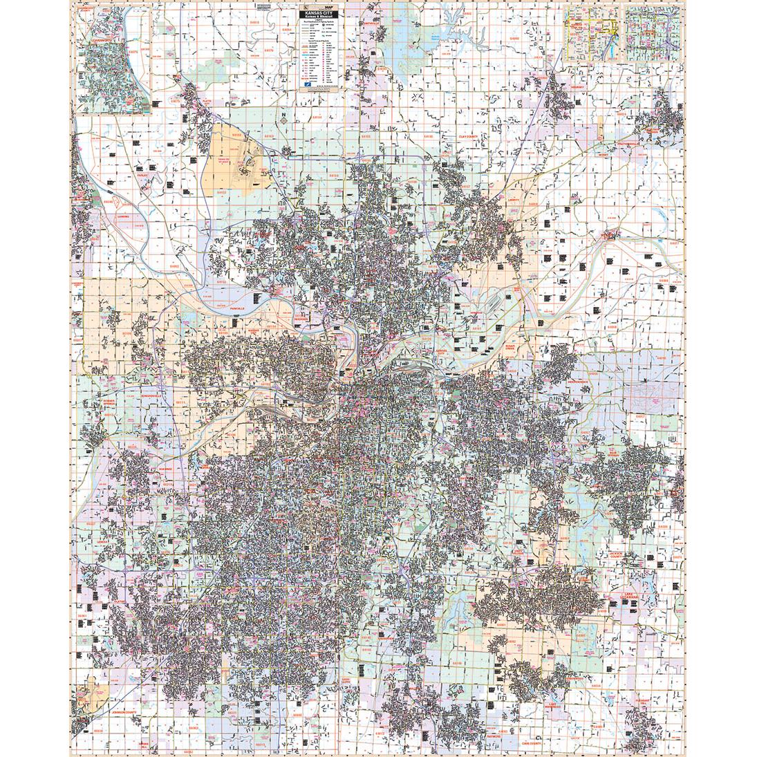 Kansas City MO KS Wall Map By Kappa The Map Shop   KAPPA1871132 