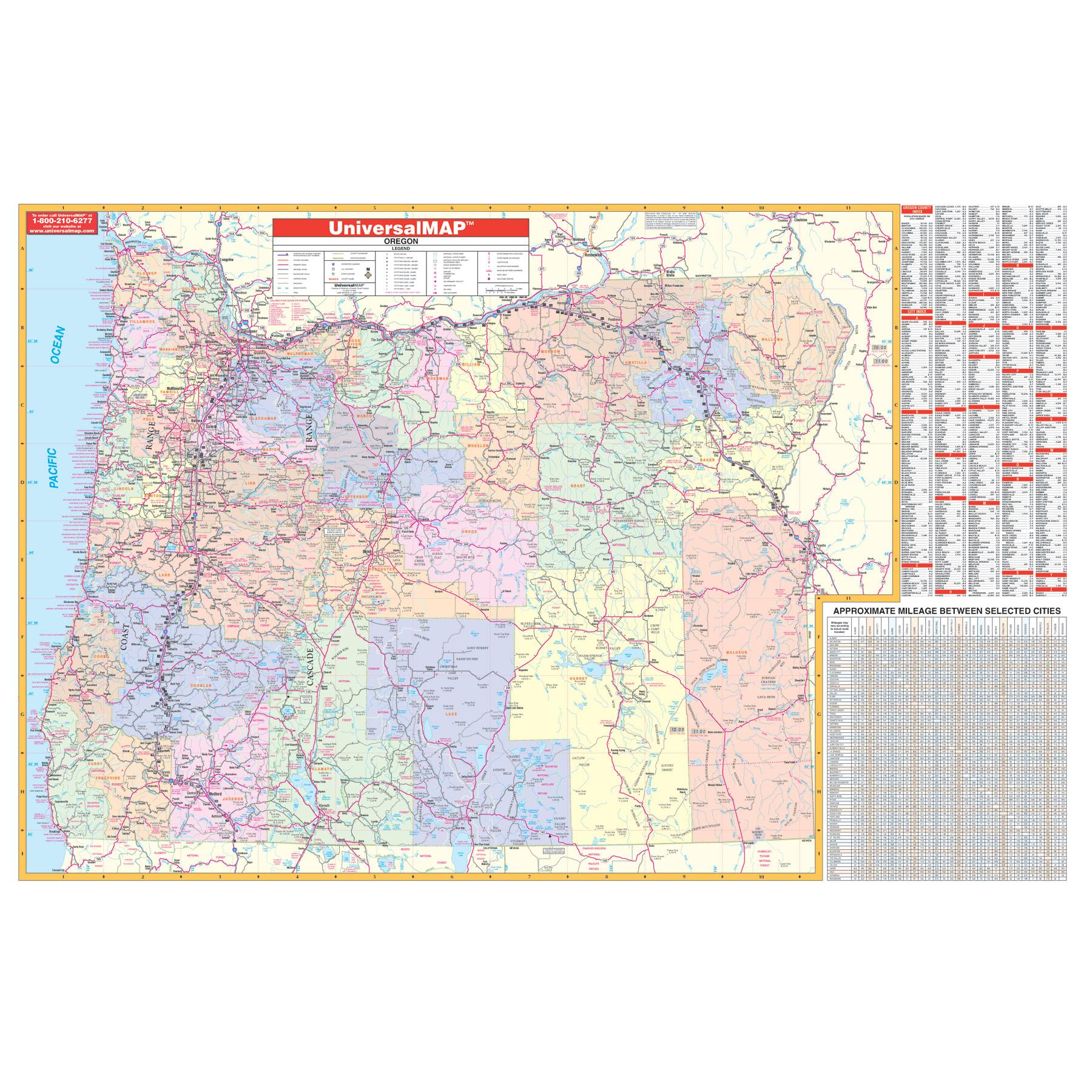 Oregon State Wall Map by Kappa - The Map Shop