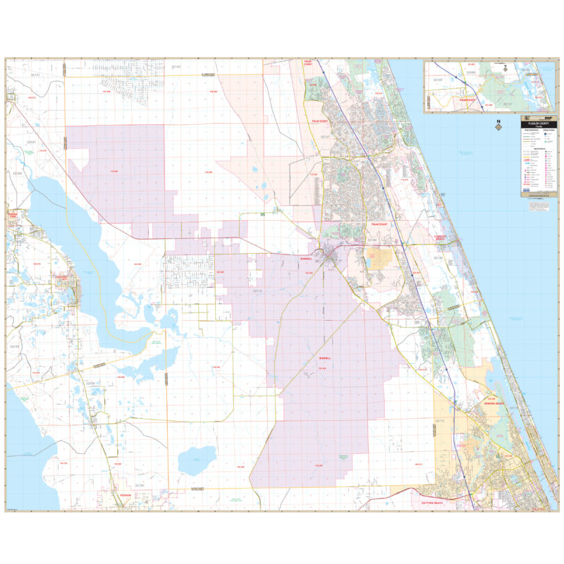 Flagler County, FL Wall Map by Kappa - The Map Shop