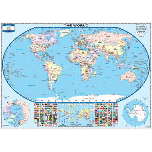 World Robinson Projection Wall Map by Kappa - The Map Shop