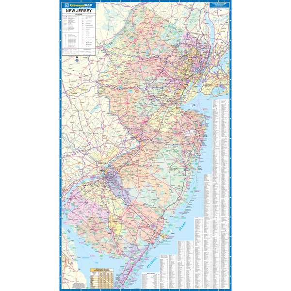 New Jersey State Wall Map by Kappa - The Map Shop