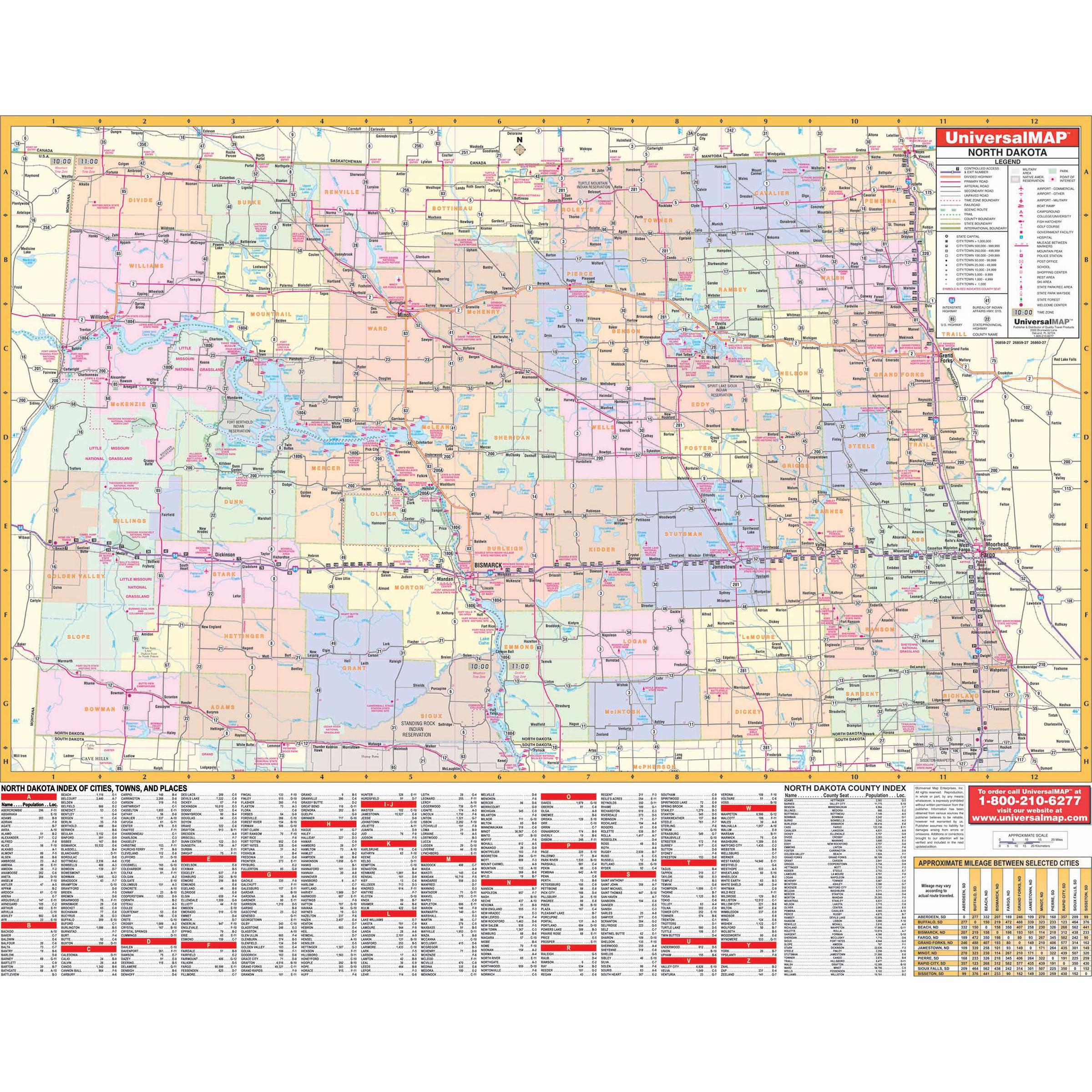 North Dakota State Wall Map by Kappa - The Map Shop