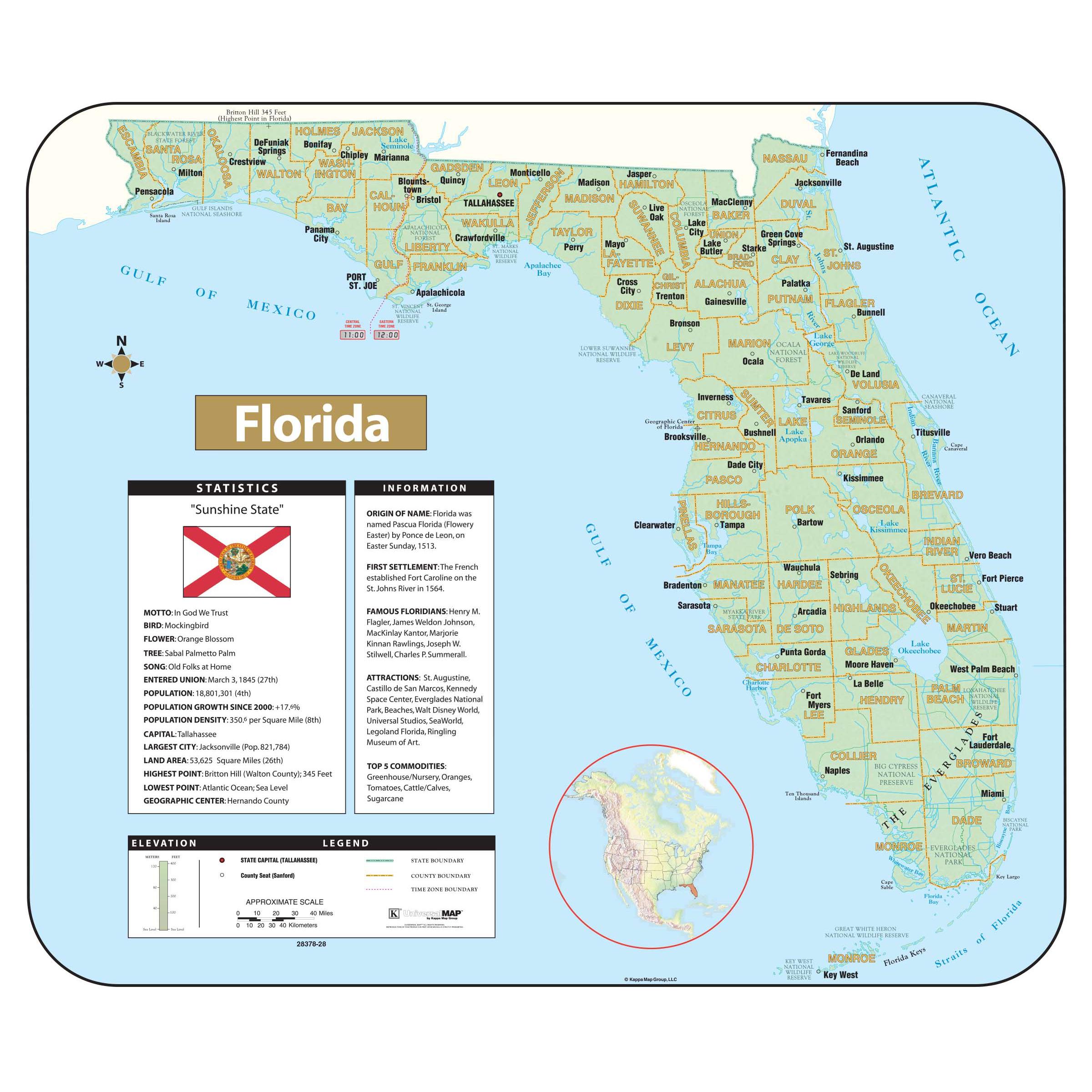 Relief map of florida