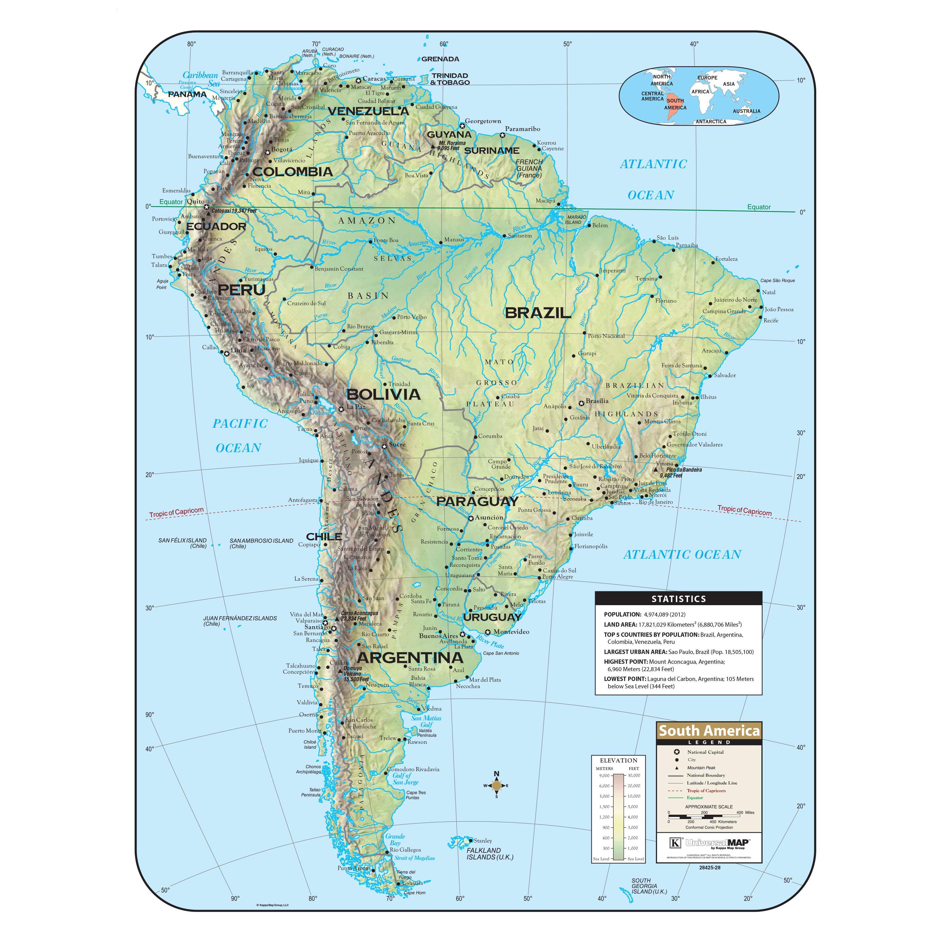 Гора Бандейра на карте Южной Америки