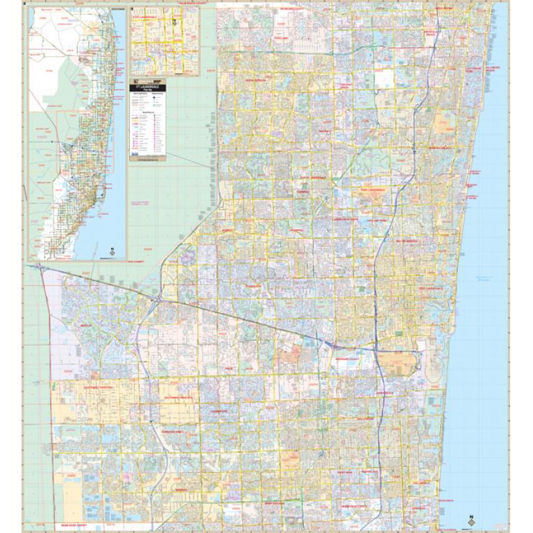 Fort Lauderdale & Broward County, FL Wall Map by Kappa - The Map Shop