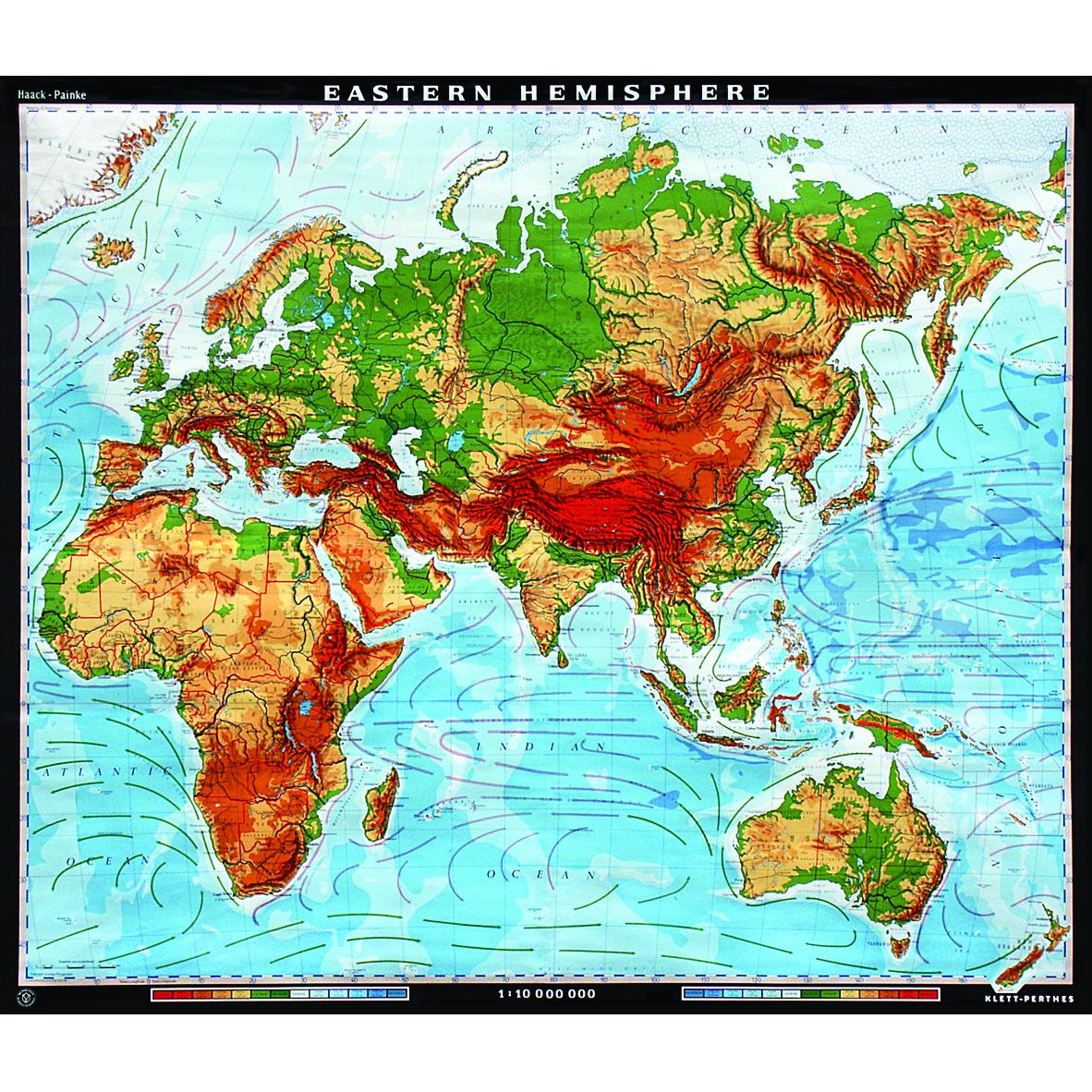 The Eastern Hemisphere Physical Map The Map Shop