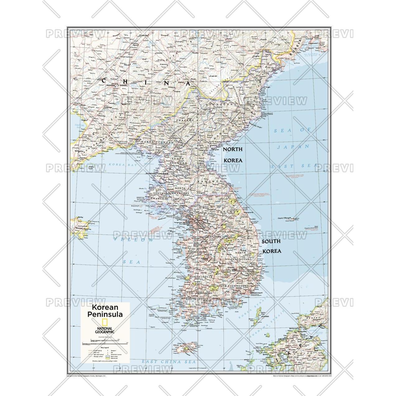 Korean Peninsula - Atlas of the World, 10th Edition - The Map Shop