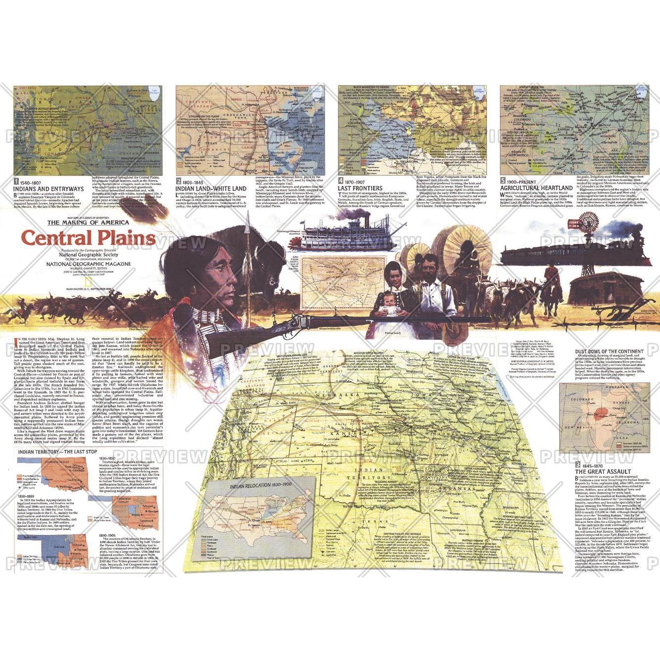 Central Plains Map Side 2 - Published 1985 by National Geographic - The Map  Shop