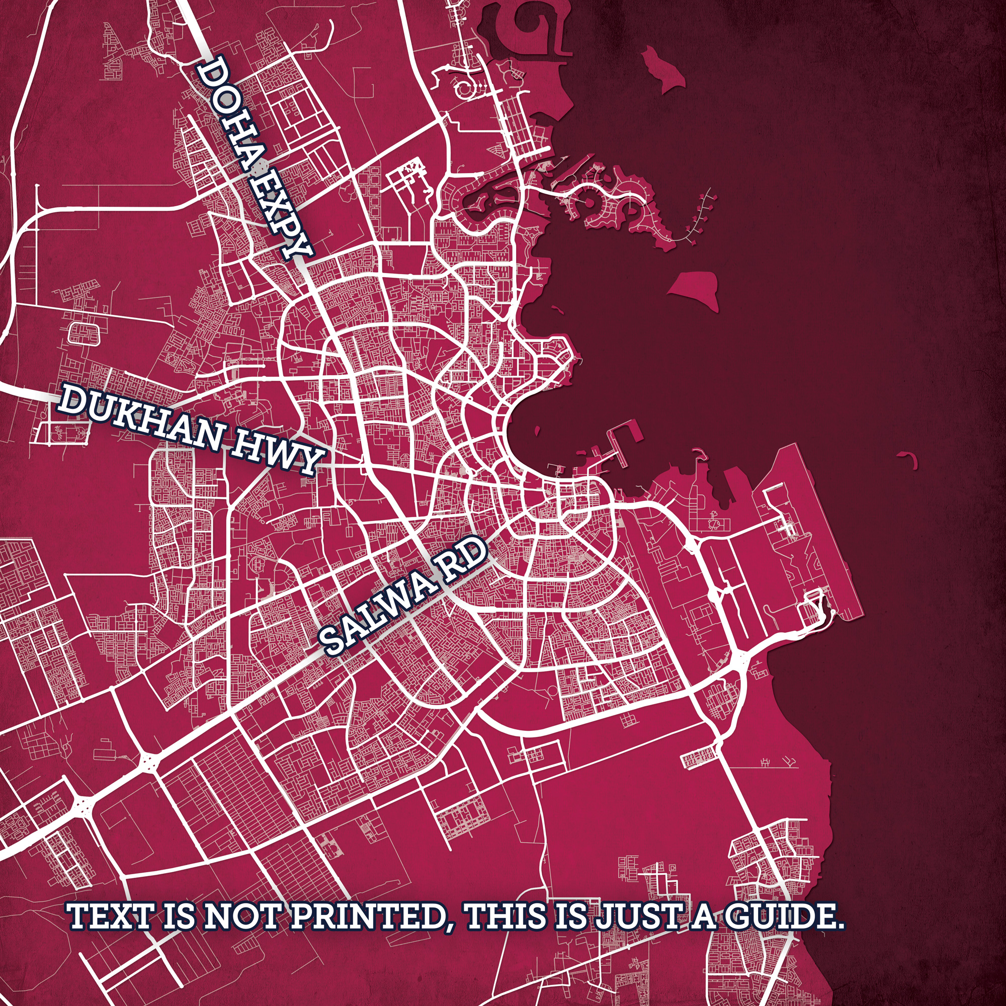 Doha, Qatar Shop Map Map Art The - Prints City by