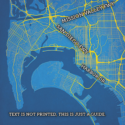 San Diego, California Map Art by City Prints - The Map Shop